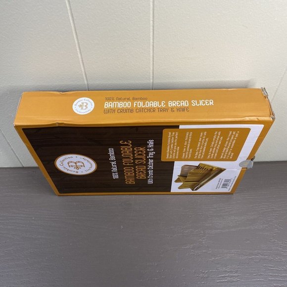 Bamboo Bread Slicer With Crumb Catcher Tray Folds for Easy Storage by Bambusi - Picture 3 of 6